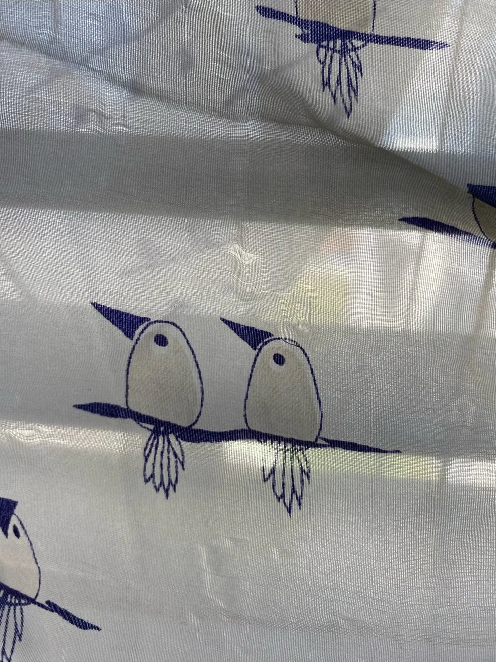 Vintage Silk Blend Hand Rolled imperfect Bird Print Scarf
